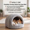 𝒍𝒖𝒄𝒌𝒚𝒔𝒍𝒊𝒎𝒍𝒂𝒃™ CozyNest Anxiety Relief Pet Cave Bed