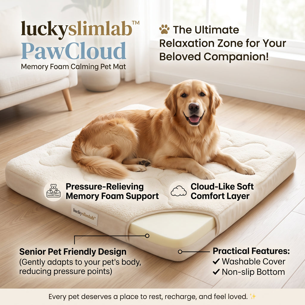 𝒍𝒖𝒄𝒌𝒚𝒔𝒍𝒊𝒎𝒍𝒂𝒃™ PawCloud Memory Foam Calming Pet Mat
